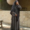 Cupro Wood Grain Grey Hareer Yu Abaya (حرير 玉) - Grey