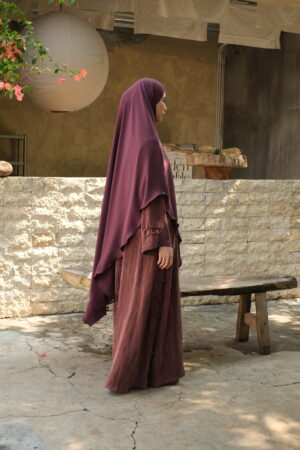 Cupro Wood Grain Maroon Hareer Yu Abaya (حرير 玉) - Maroon